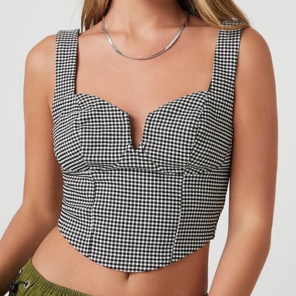 Gingham Bustier Crop Top